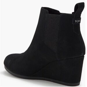 TOMS Black Suede Wedge Booties